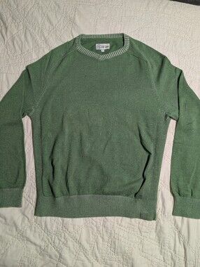 Fat Face Men's V-Neck Sweater Sz L Sage Green 100% Cotton Y2K Era
